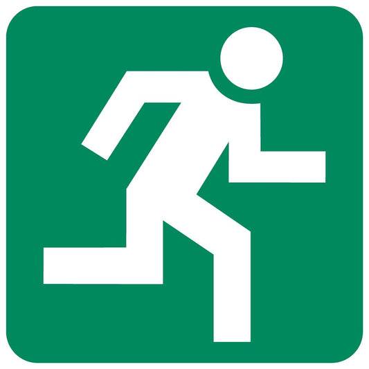 GA4 - Running Man (Right) Safety Sign 190x190, 290x290, 440x440, 660x660, ABS, ChromaDek, General Information, Reflective, Safety Sign Direct Designs
