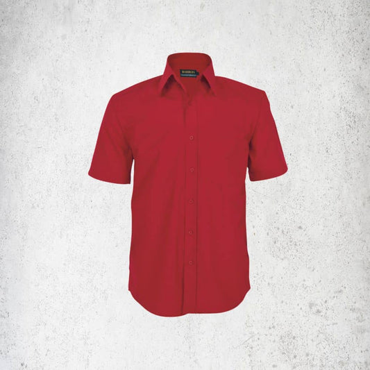 Basic Poly Cotton Lounge Short Sleeve Mens (LO-PLA) - Red