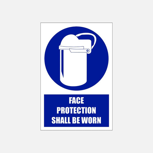 MV10E - Face Protection Be Worn Explanatory Safety Sign 200x300, 300x450, 400x600, ABS, ChromaDek, Explanatory Signs, Mandatory Signs Direct Designs
