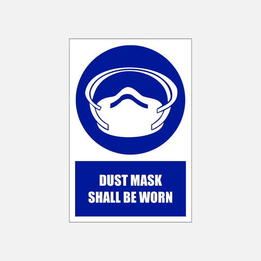 MV12E - Dust Mask Shall Be Worn Explanatory Safety Sign 200x300, 300x450, 400x600, ABS, ChromaDek, Explanatory Signs, Mandatory Signs Direct Designs