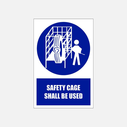MV16E - Safety Cage Shall Be Used Explanatory Safety Sign 200x300, 300x450, 400x600, ABS, ChromaDek, Explanatory Signs, Mandatory Signs Direct Designs
