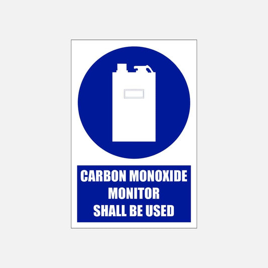 MV17E - Carbon Monoxide Monitor Shall Be Used Explanatory Safety Sign 200x300, 300x450, 400x600, ABS, ChromaDek, Explanatory Signs, Mandatory Signs Direct Designs