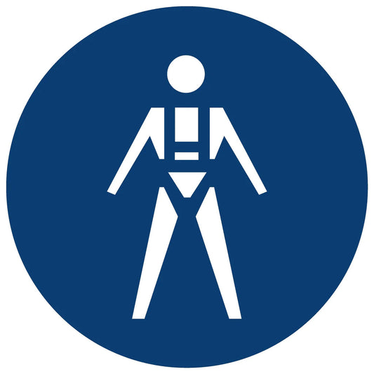 MV18 - Full Body Harnesses And Lifelines Shall Be Worn Safety Sign 190x190, 290x290, 440x440, 660x660, ABS, ChromaDek, Mandatory Signs, Reflective, Safety Sign Direct Designs
