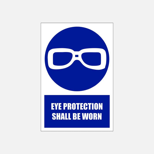 MV1E - Eye Protection Shall Be Worn Explanatory Safety Sign 200x300, 300x450, 400x600, ABS, ChromaDek, Explanatory Signs, Mandatory Signs Direct Designs