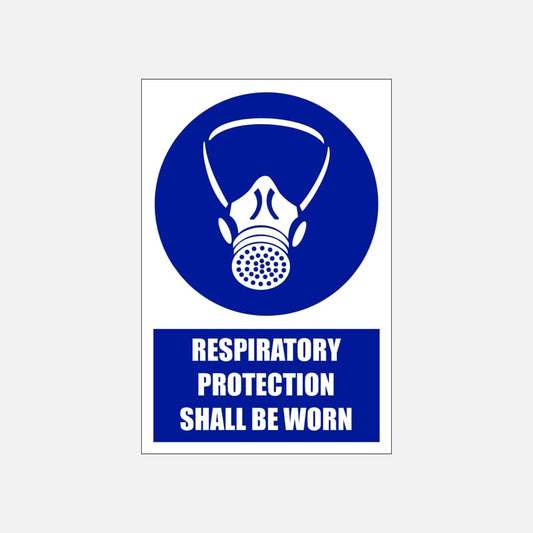 MV2E - Respiratory Protection Shall Be Worn Explanatory Safety Sign 200x300, 300x450, 400x600, ABS, ChromaDek, Explanatory Signs, Mandatory Signs Direct Designs