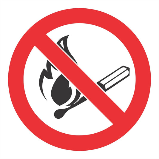 PV2 - No Fires and Open Flames Safety Sign 190x190, 290x290, 440x440, 660x660, ABS, ChromaDek, Prohibitive Sign, Reflective, Safety Sign Direct Designs