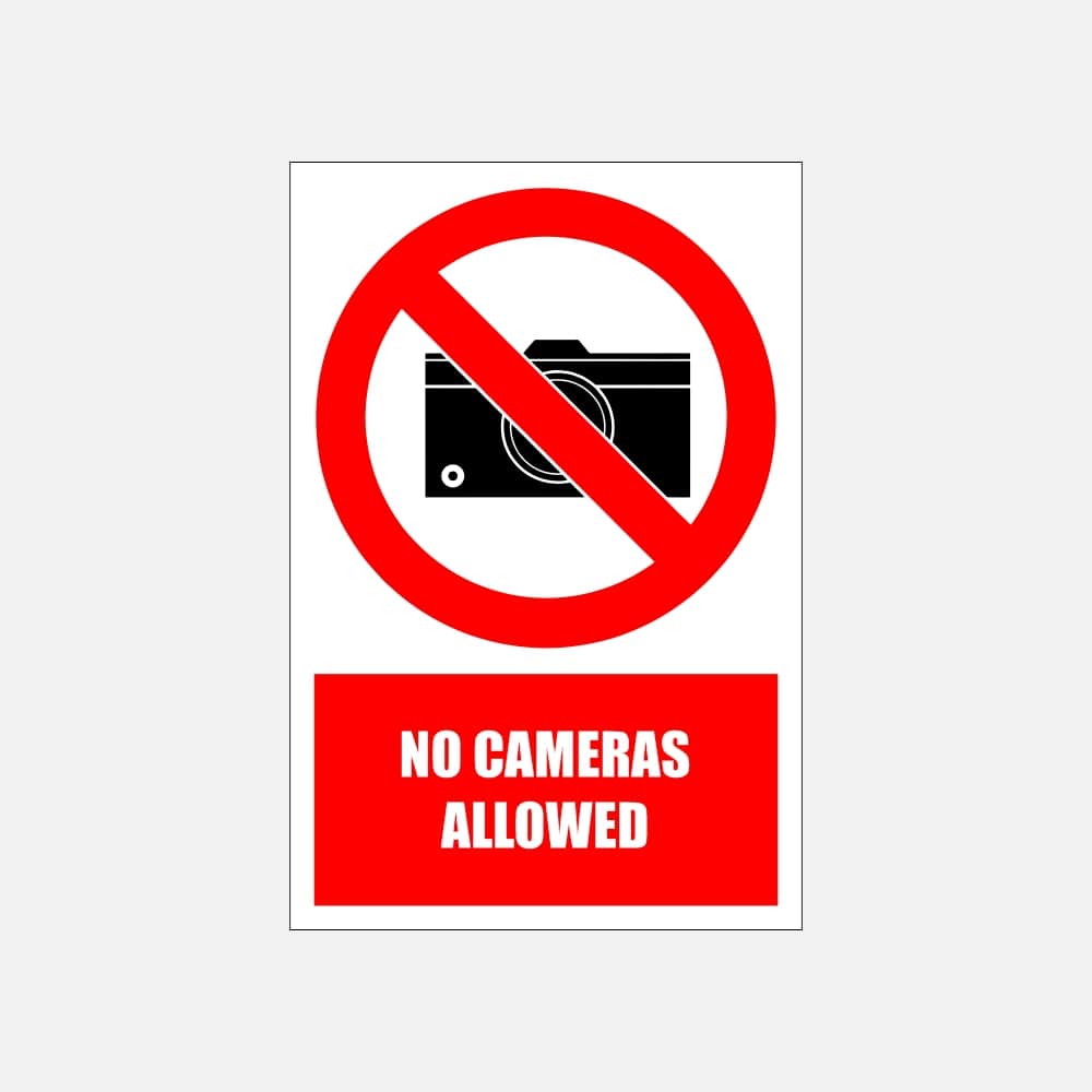 PV21E - No Cameras Allowed Explanatory Safety Sign 200x300, 300x450, 400x600, ABS, ChromaDek, Explanatory Signs, Prohibitive Sign Direct Designs