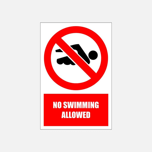 PV24E - No Swimming Allowed Explanatory Safety Sign 200x300, 300x450, 400x600, ABS, ChromaDek, Explanatory Signs, Prohibitive Sign Direct Designs