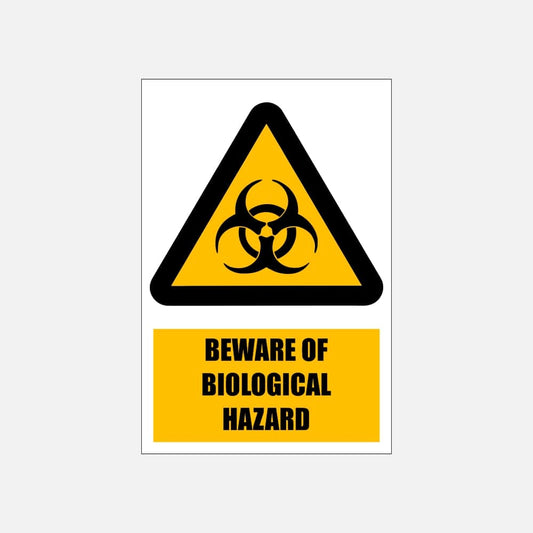 WW11E - Beware of Biological Hazard Explanatory Safety Sign 200x300, 300x450, 400x600, ABS, ChromaDek, Explanatory Signs, Hazard Sign Direct Designs