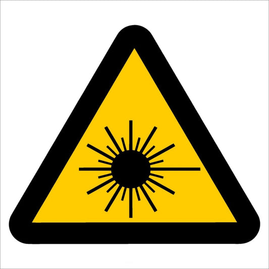 WW12 - Beware of Laser Hazard Safety Sign 190x190, 290x290, 440x440, 660x660, ABS, ChromaDek, Hazard Sign, Reflective, Safety Sign Direct Designs