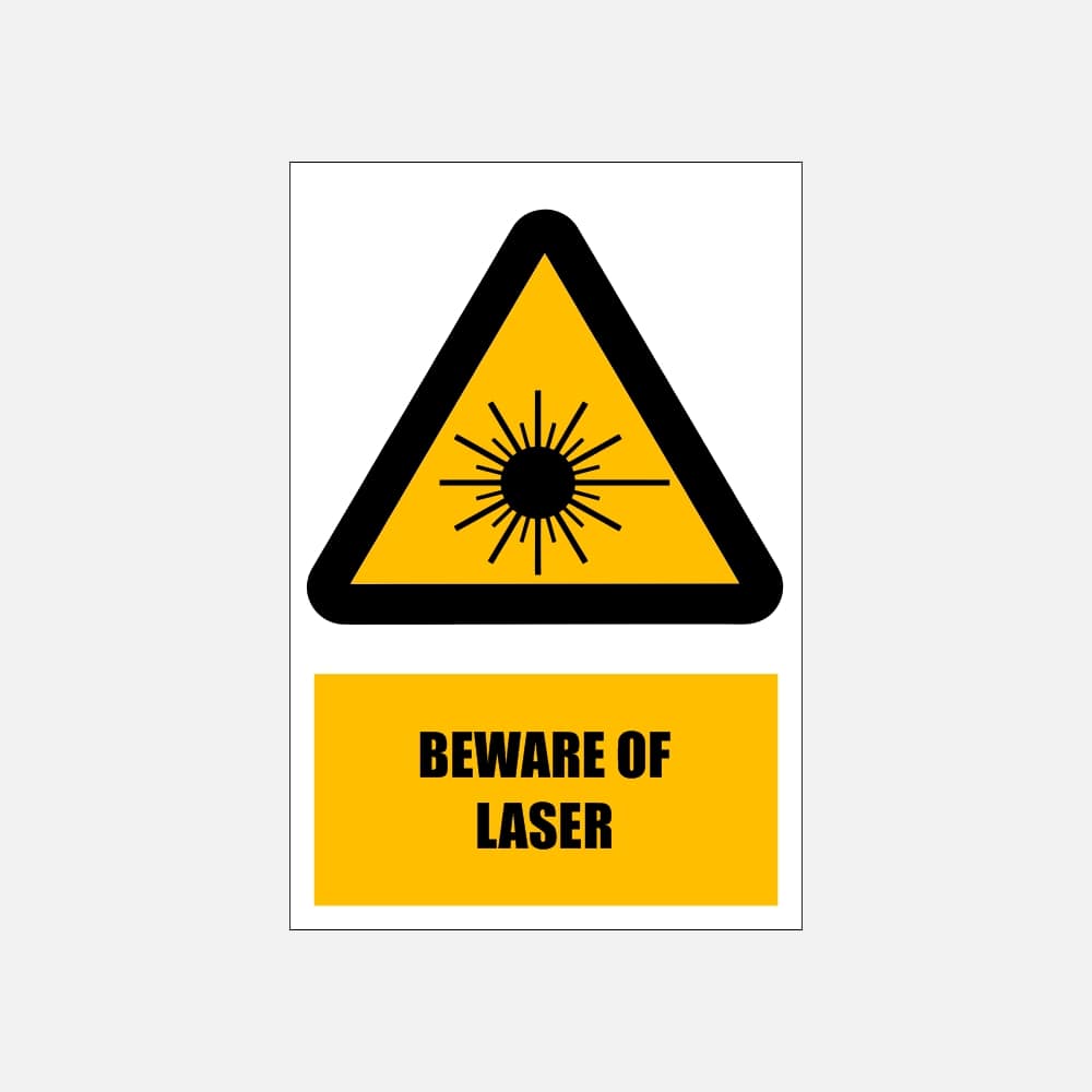 WW12E - Beware of Laser Explanatory Safety Sign 200x300, 300x450, 400x600, ABS, ChromaDek, Explanatory Signs, Hazard Sign Direct Designs