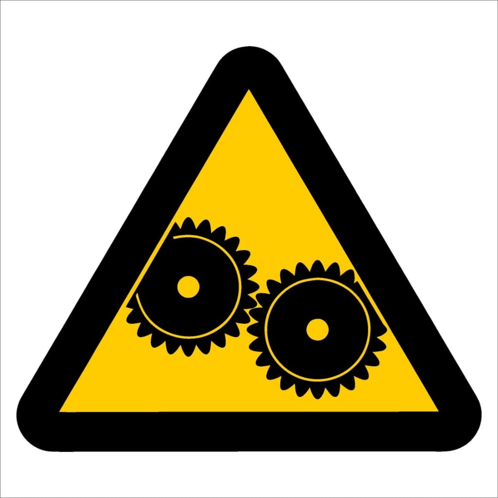 WW17 - Beware of Moving Machinery Safety Sign 190x190, 290x290, 440x440, 660x660, ABS, ChromaDek, Hazard Sign, Reflective, Safety Sign Direct Designs