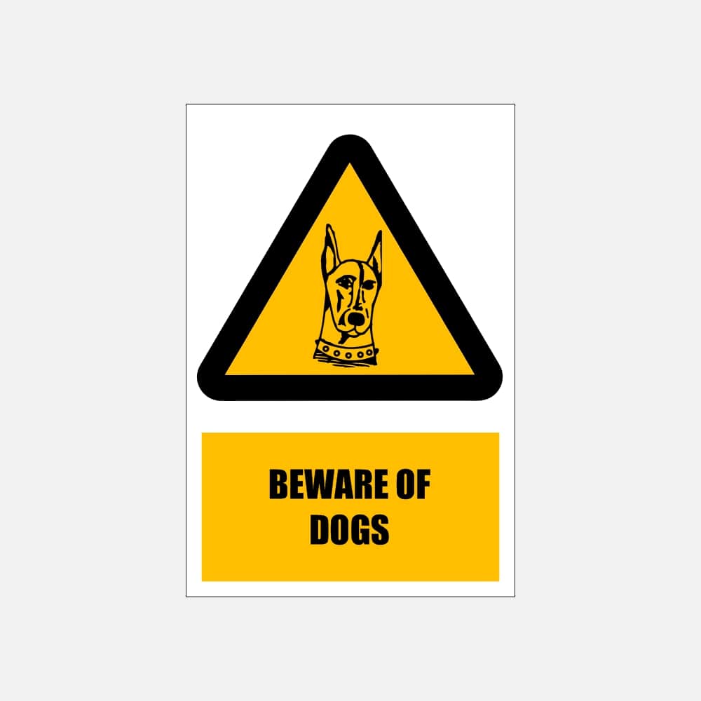 WW19E - Beware of Dogs Explanatory Safety Sign 200x300, 300x450, 400x600, ABS, ChromaDek, Explanatory Signs, Hazard Sign Direct Designs