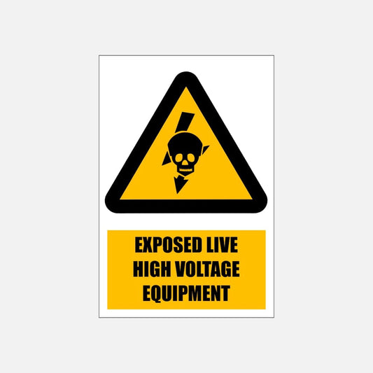 WW23E - Beware of Exposed Live High Voltage Equipment Explanatory Safety Sign 200x300, 300x450, 400x600, ABS, ChromaDek, Explanatory Signs, Hazard Sign Direct Designs