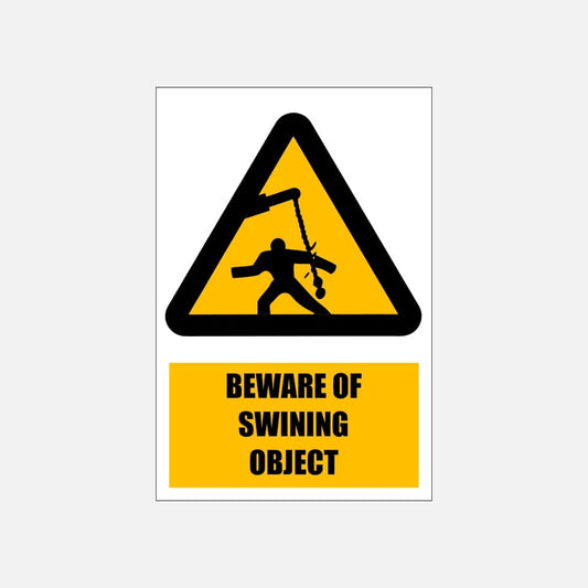 WW24E - Beware of Swinging Object Explanatory Safety Sign 200x300, 300x450, 400x600, ABS, ChromaDek, Explanatory Signs, Hazard Sign Direct Designs
