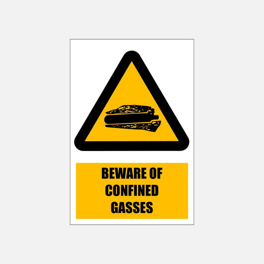 WW25E - Beware of Confined Gasses Explanatory Safety Sign 200x300, 300x450, 400x600, ABS, ChromaDek, Explanatory Signs, Hazard Sign Direct Designs