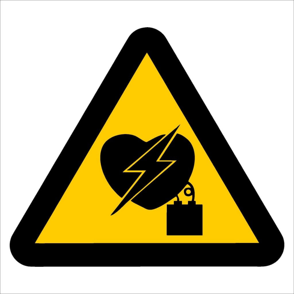 WW27 - Beware of Electro-magnetic Interference on Heart Pacemaker Safety Sign 190x190, 290x290, 440x440, 660x660, ABS, ChromaDek, Hazard Sign, Reflective, Safety Sign Direct Designs