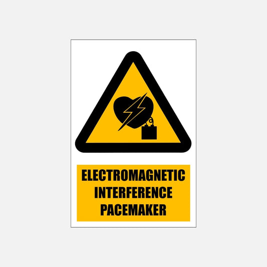 WW27E - Beware of Electromagnetic Interference Pacemaker Explanatory Safety Sign 200x300, 300x450, 400x600, ABS, ChromaDek, Explanatory Signs, Hazard Sign Direct Designs