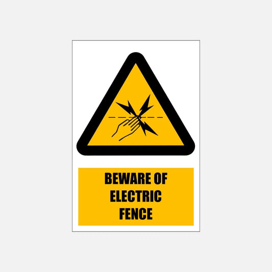 WW29E - Beware of Electric Fence Explanatory Safety Sign 200x300, 300x450, 400x600, ABS, ChromaDek, Explanatory Signs, Hazard Sign Direct Designs