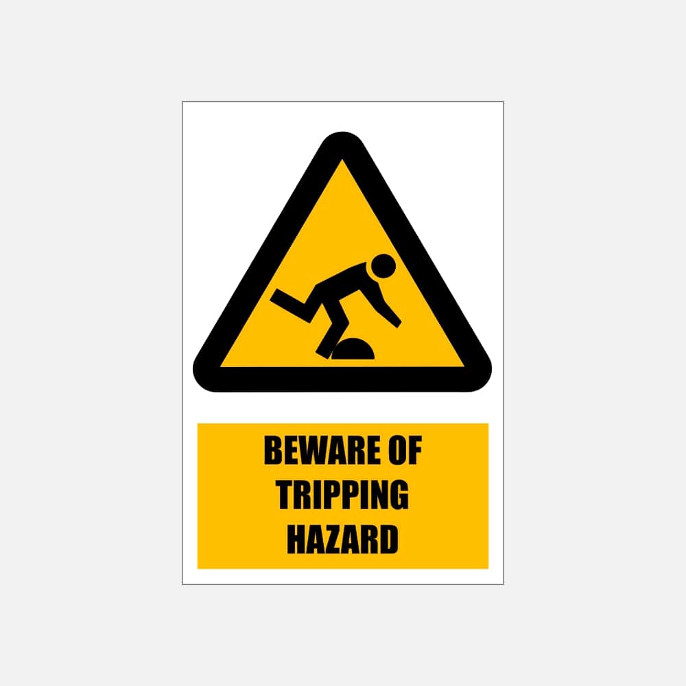 WW33E - Beware of Tripping Hazard Explanatory Safety Sign 200x300, 300x450, 400x600, ABS, ChromaDek, Explanatory Signs, Hazard Sign Direct Designs