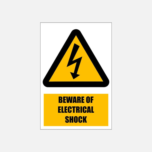 WW7E - Beware of Electrical Shock Explanatory Safety Sign 200x300, 300x450, 400x600, ABS, ChromaDek, Explanatory Signs, Hazard Sign Direct Designs