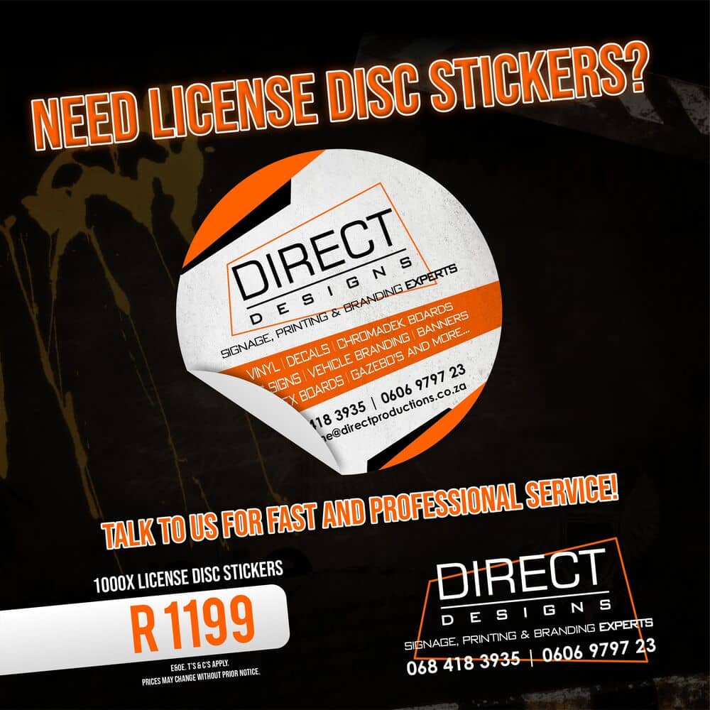License Disc Sticker Special – Direct Designs